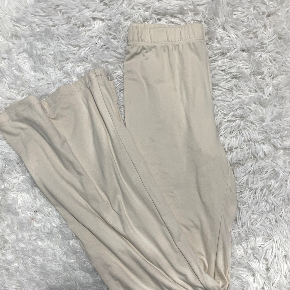 Cream flare legging pants